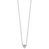 14k White Gold 1 1/2 carat Lab Grown Diamond VS+ F+ Heart Complete 18 inch Four Prong Pendant Necklace